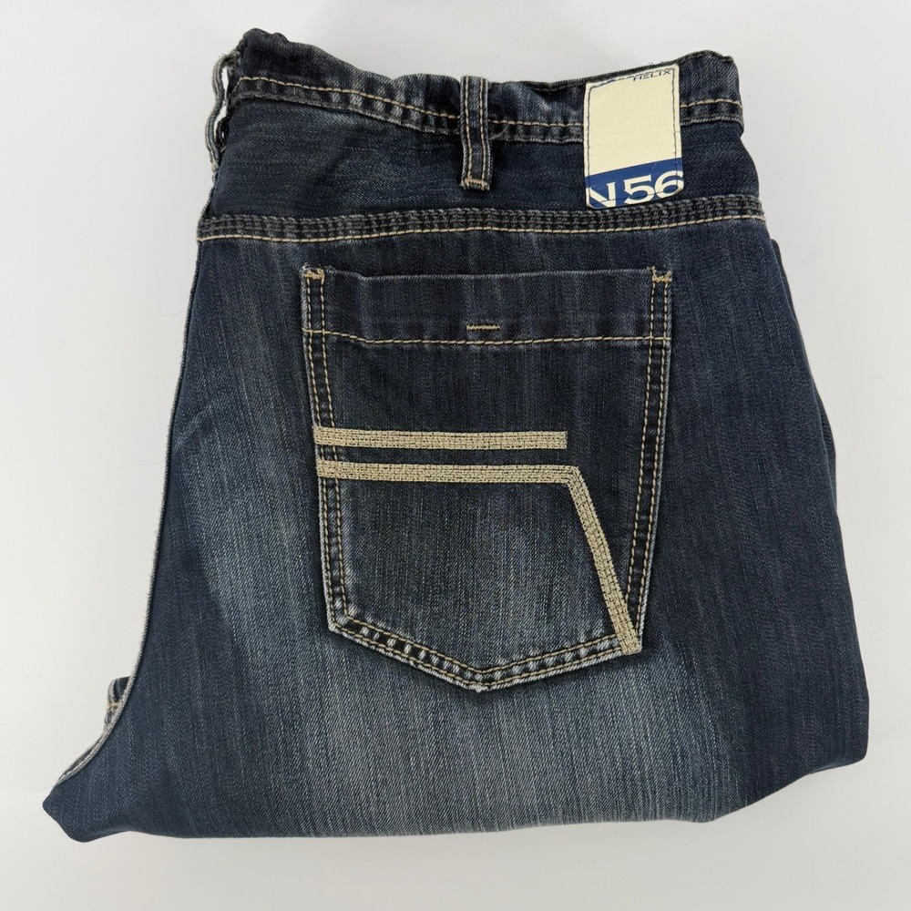 Helix Men's Loose Straight Dark Wash‎ Denim Blue Jeans Size 36x31
